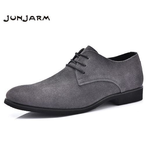 JUNJARM 2017 Men Formal Shoes British Style Soft Men Dress Shoes Black Men Business Shoes Cow Suede Lace Up Men Office Shoes
