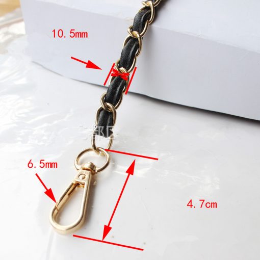 DIY 125cm Black PU Leather Purse Handles Replacement Metal Gold Chains Shoulder Bag Straps Bands  Accessories Long Belts Handbag 2