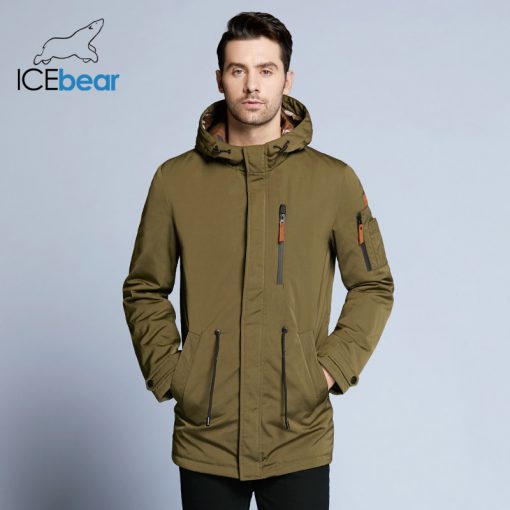 ICEbear 2018 Trench Coat For Men Adjustable Waist Hat Detachable Autumn Men New Casual Medium Long Brand Coats 17MC017D 1