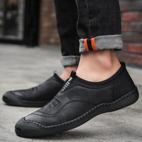 JUNJARM 2018 Spring Handmade Men Casual Shoes Brand Men Loafers Breathable Microfiber Men Flats High Quality Slip-on Men Shoes 4