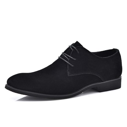 JUNJARM 2017 Men Formal Shoes British Style Soft Men Dress Shoes Black Men Business Shoes Cow Suede Lace Up Men Office Shoes 1