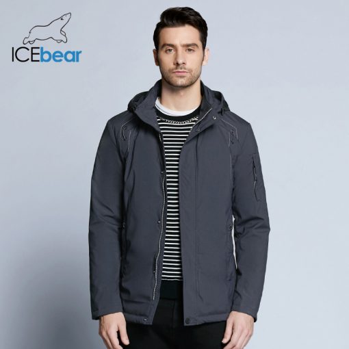 ICEbear 2018 new autumnal men's coats windbreaker warm apparel cotton padded detachable hat brand hooded man jacket MWC18120D 1
