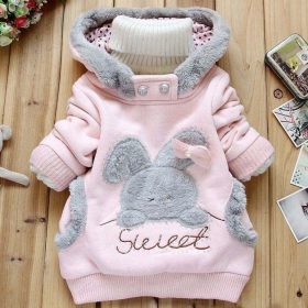 2018 Children's Garment Autumn Winter Children Cotton-padded Cute rabbit Cartoon Even Hat Casual baby Coat Sweater girls jackets 2