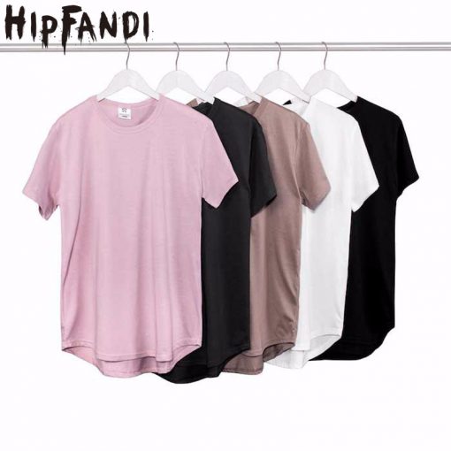 HIPFANDI 2018 Summer Pure T-shirt pink black Wholesale Extended Long T shirt Mens Hip Hop New design Street Men Cheap T shirt