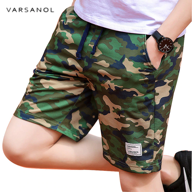 Varsanol Camouflage Shorts Mens Military Style Casual Shorts Men's Summer Beach Shorts New Fashion Streetwear Elastic Waist 920
