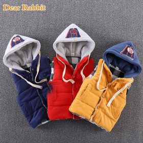 Autumn Winter Sleeveless Kids hooded Vest Boys Outerwear Spring Warm Children Vests Waistcoats Liner Jacket Coat for 1-10 Years 1