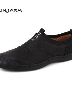 JUNJARM 2018 Spring Handmade Men Casual Shoes Brand Men Loafers Breathable Microfiber Men Flats High Quality Slip-on Men Shoes