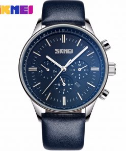 SKMEI Fashion Watches Men Business Quartz Wristwatches 30M Waterproof Casual Leather Brand Casual Watch Relogio Masculino 9117 1