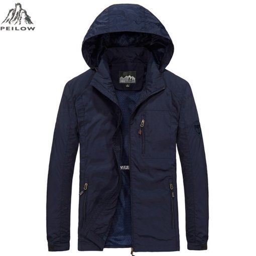 PEILOW new plus size M~6XL Spring Autumn Mens Casual military Hoodie Jacket Men Waterproof Clothes Men's Windbreaker Coat Male 4