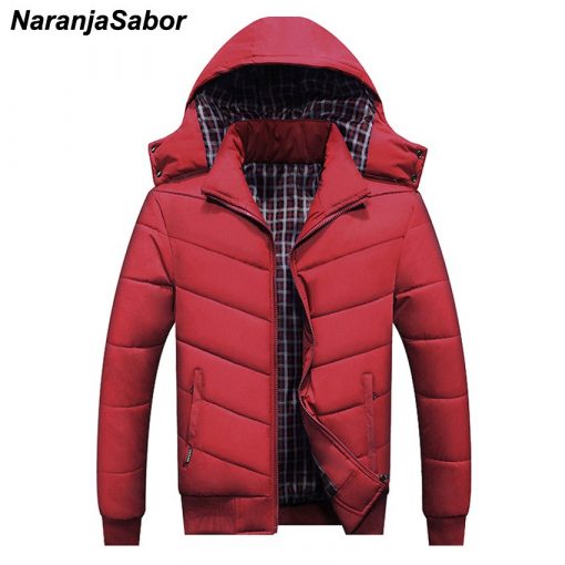 NaranjaSabor Winter Men's Thick Coats Hooded Slim Fit Parkas Casual Warm Mens Jackets Male Fashion Outerwear Men Brand Clothing 2
