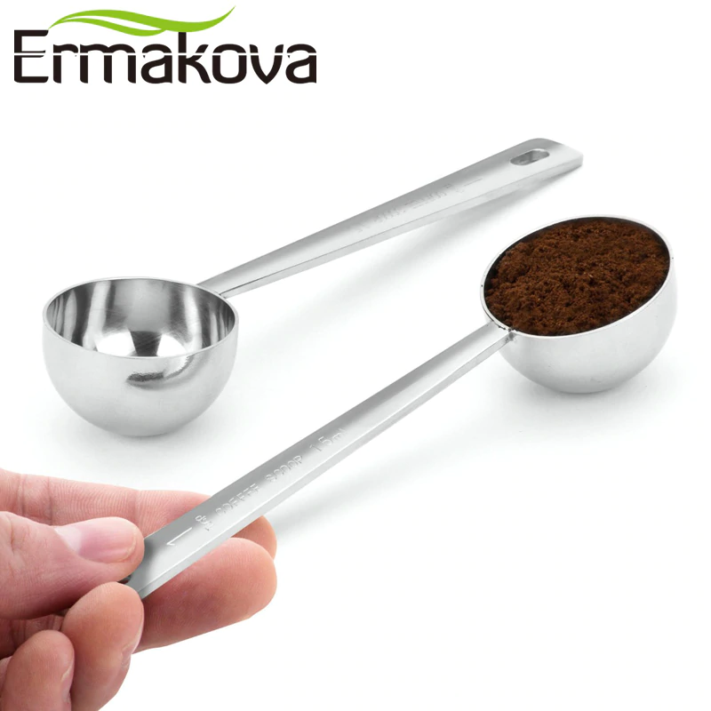 ERMAKOVA Coffee Scoop Stainless Steel Measuring Scoop 1 Cup Ground Coffee Sugar Measuring Scoop 15 ml Tea Scoop