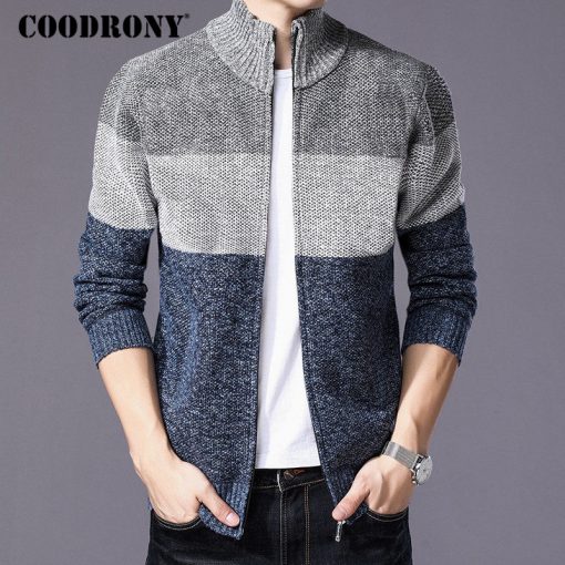 COODRONY Cashmere Wool Sweater Coat With Cotton Liner Zipper Coats Sweater Men Clothes 2018 Winter Thick Warm Cardigan Men H003