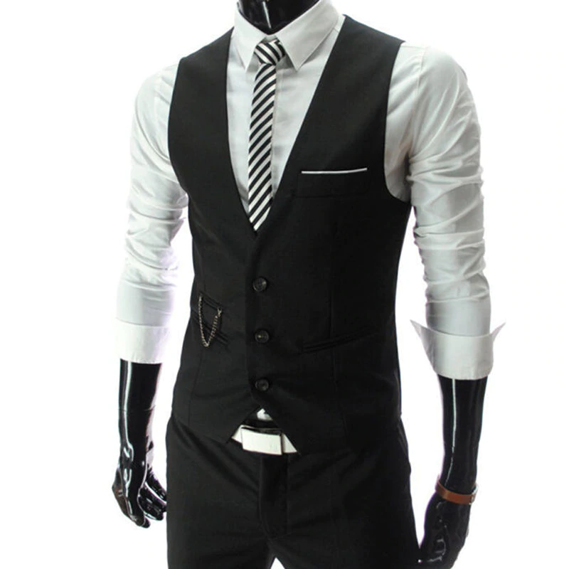2018 New Arrival Dress Vests For Men Slim Fit Mens Suit Vest Male Waistcoat Gilet Homme Casual Sleeveless Formal Business Jacket