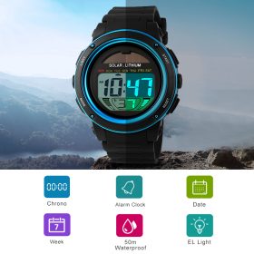 SKMEI Solar Power Outdoor Sports Watches Men Shock Digital Watch Chrono 50M Water Resistant Wristwatches Relogio Masculino 1096  1