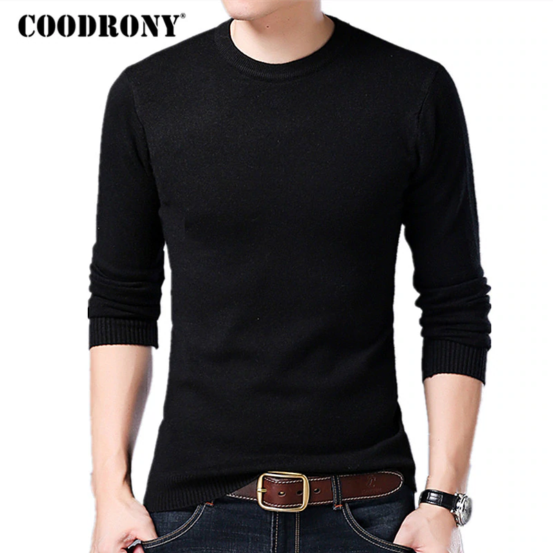 COODRONY Sweater Men Autumn Winter Warm Mens Knitted Wool Sweaters Solid Color Casual O-Neck Pull Homme Cotton Pullover Men 7209