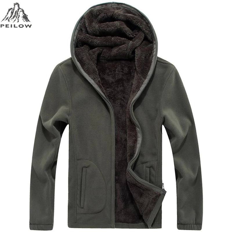 PEILOW Winter Military Fleece Jacket Warm Men Tactical Jacket Thermal Breathable Hooded Men Jackets And Coat Outerwear Clothes
