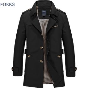 FGKKS Men Jacket Coat Long Section Fashion Trench Coat New Brand Casual Fit Overcoat Jacket Outerwear 1