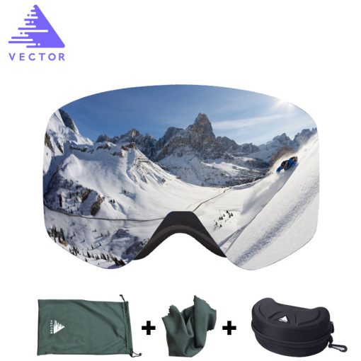 VECTOR Brand Ski Goggles With Case  Double Lens UV400 Anti-fog Ski Snow Glasses Skiing Men Women Winter Snowboard Eyewear HB108
