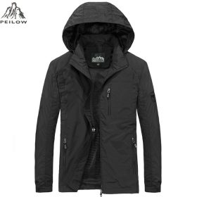 PEILOW new plus size M~6XL Spring Autumn Mens Casual military Hoodie Jacket Men Waterproof Clothes Men's Windbreaker Coat Male 3