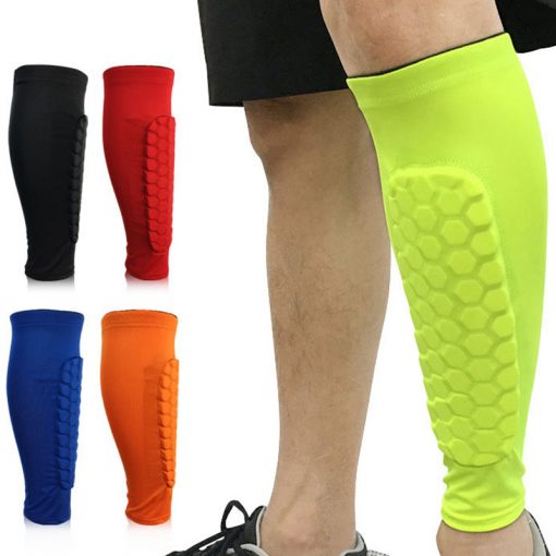 1PCS Football Shin Guards Protector Soccer Honeycomb Anti-crash Leg Calf Compression Sleeves Cycling Running shinguards