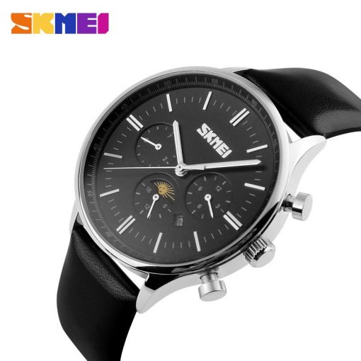 SKMEI Fashion Watches Men Business Quartz Wristwatches 30M Waterproof Casual Leather Brand Casual Watch Relogio Masculino 9117 3