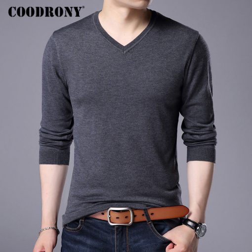 COODRONY Cashmere Sweater Men Brand Clothing 2017 Autumn Winter Thick Warm Wool Sweaters Solid Color V-Neck Pullover Shirts 7153