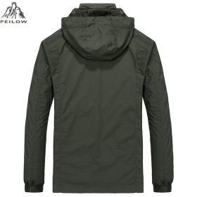 PEILOW new plus size M~6XL Spring Autumn Mens Casual military Hoodie Jacket Men Waterproof Clothes Men's Windbreaker Coat Male 2
