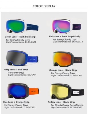 VECTOR Brand Ski Goggles  Men Women Anti-fog UV400 Skiing Snowboard Goggles Spherical Big Mask Eyewear Snowboarding Glasses  4