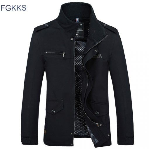FGKKS 2018 Brand Men Jacket Coats Fashion Trench Coat New Autumn Casual Silm Fit Overcoat Black Bomber Jacket Male