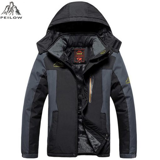 PEILOW plus size 5XL,6XL,7XL,8XL,9XL winter jacket men Waterproof windproof velvet warm parka coat Tourism Mountain overcoat 2