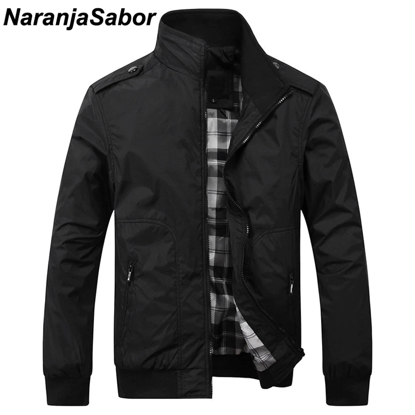 NaranjaSabor Spring Autumn New Men's Casual Jackets Fashion Male Solid Coats Slim Fit Military Jacket Branded Men Outwears 4XL