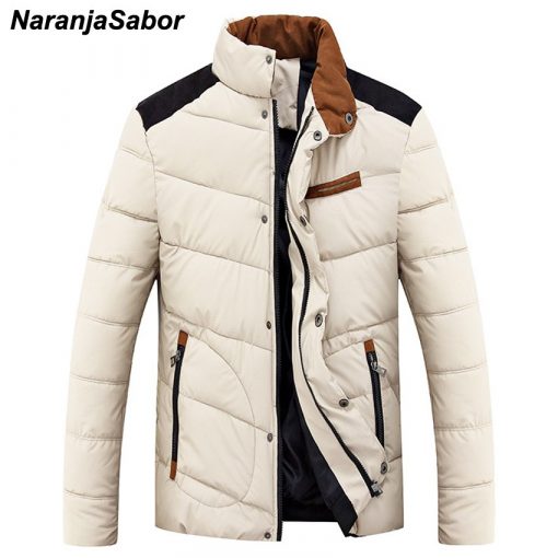NaranjaSabor Men's Winter Thick Parkas Male Causal Overcoats Stand Collar Jackets Warm Padded Outerwear Men Brand Clothing N455 2