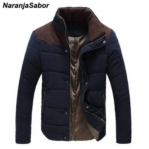 NaranjaSabor 2018 Men's Winter Coats Casual Thermal Solid Jackets Fashion Warm Patchwork Thick Parkas Mens Brand Clothing N454