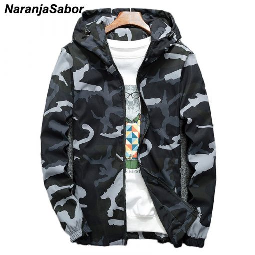 NaranjaSabor Spring Autumn Men's Hooded Jackets Camouflage Military Coats Casual Zipper Male Windbreaker Men Brand Clothing N438 1