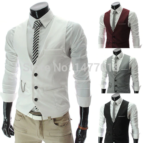 2018 New Arrival Dress Vests For Men Slim Fit Mens Suit Vest Male Waistcoat Gilet Homme Casual Sleeveless Formal Business Jacket 4