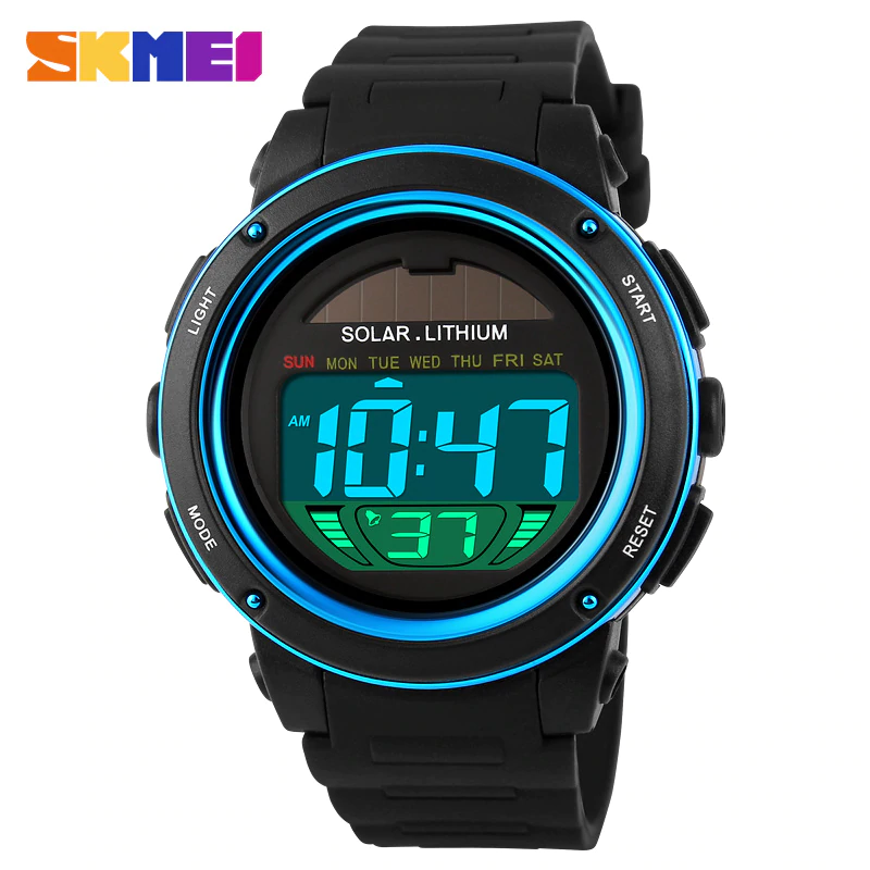 SKMEI Solar Power Outdoor Sports Watches Men Shock Digital Watch Chrono 50M Water Resistant Wristwatches Relogio Masculino 1096