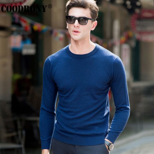 COODRONY Top Quality Knitted Cashmere Sweaters Christmas Merino Wool Sweater Men Classic Casual Pure Color O-Neck Pullover Men