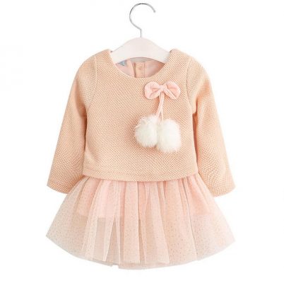 Baby girl dress Knitting Princess Dress spring winter Party for Toddler Girl christening dress Clothing Long sleeve Kids Clothes 3
