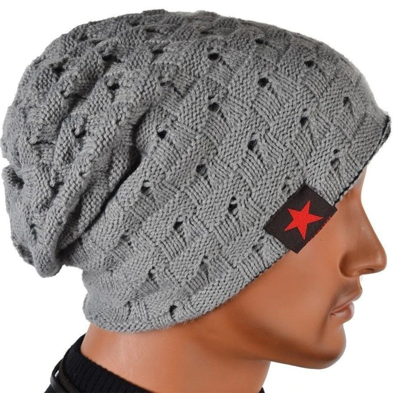 VISNXGI 2018 Fall Men Winter Hat Knitted Five Star Striped Cap Hollow Double Wear Women Hat Unisex Beanie Keep Warm Woolen Hat