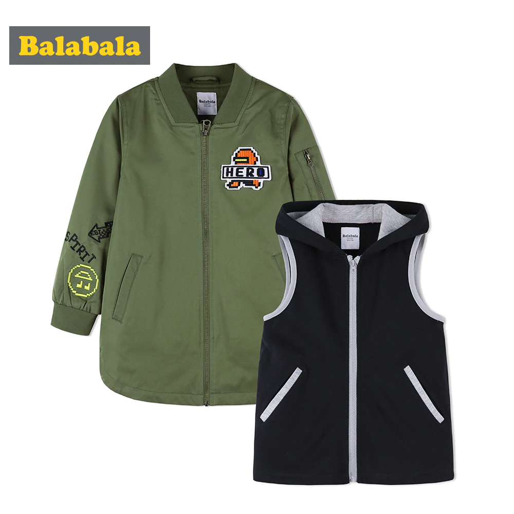 balabala Children Jacket For Boys Autumn 2018 New Clothing Casual Breathable Jackets Two-piece Detachable Coat For Kids Boys