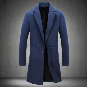 2018 New Autumn Winter Trench Coat Men Turn-Down Collar Slim Fit Overcoat for Man Long Coat Windbreaker 5XL 1