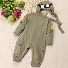Fashionals Baby Rompers one-piece pilot baby clothes new born boy jumpsuit funny baby girl romper hat two piece outfits costume 1