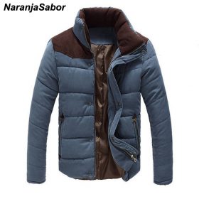NaranjaSabor 2018 Men's Winter Coats Casual Thermal Solid Jackets Fashion Warm Patchwork Thick Parkas Mens Brand Clothing N454 2