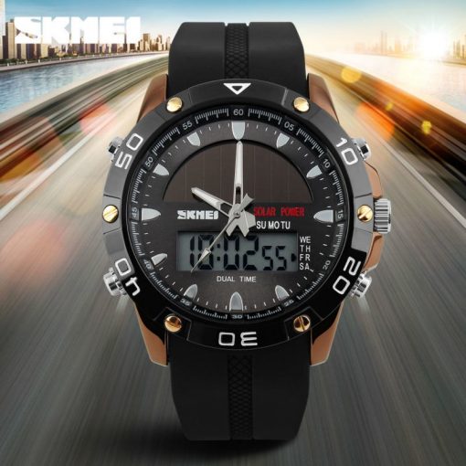 SKMEI Men Solar Dual Watches Fashion Digital Sport Watch Chronograph Alarm Waterproof Quartz Wristwatches Relogio Masculino 1064 4