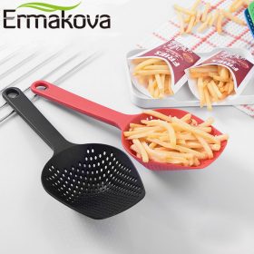 ERMAKOVA Food-Grade Nylon Strainer Slotted Spoon Heat-Resistant Skimmer Cooking Shovel Noodle Colander Chips Scoop Ice Scoop