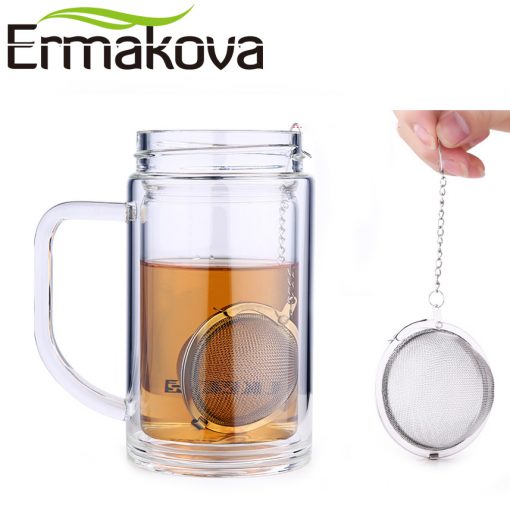 ERMAKOVA 3 Pcs/Lot Stainless Steel 2 Inch Mesh Tea Ball Infuser Tea Strainer Filter with Hook Tea Mesh Ball Filter Tea Infuser