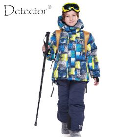 FREE SHIPPING skiing jacket+pant snow suit fur lining -20 DEGREE ski suit  kids winter clothing set for boys 4