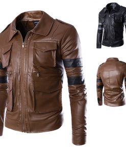 High Quality New Spring Fashion Leather Jackets Men Motorcycle Pu Jacket Coat Mens Faux Fur Coats Veste Cuir Homme Jaqueta Couro 1
