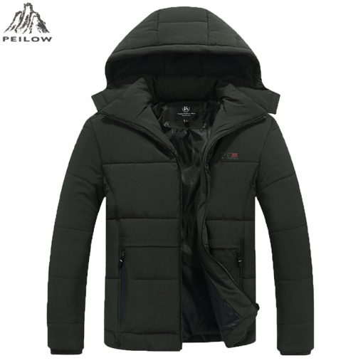 PEILOW NEW Plus Size L-6XL,7XL,8XL Winter Jacket Men Hat Detachable Warm Coat Cotton-Padded Outwear Mens Coats Jackets Hooded 2