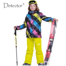 FREE SHIPPING skiing jacket+pant snow suit fur lining -20 DEGREE ski suit  kids winter clothing set for boys 2